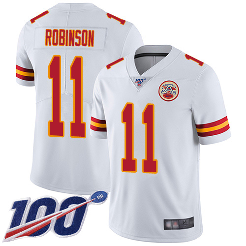 Youth Kansas City Chiefs #11 Robinson Demarcus White Vapor Untouchable Limited Player 100th Season Football Nike NFL Jersey